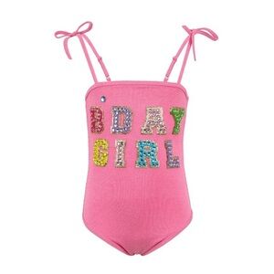 Lola + The Boys Pink BDAY GIRL One Piece Swimsuit